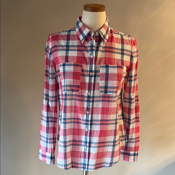 Joe Fresh women’s Pink and Blue Plaid Button Down Shirt - Picture 1 of 11